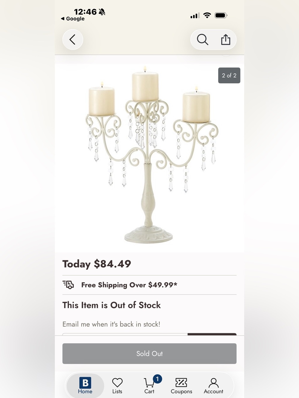 Gloria 3 Branch Standing Candelabra